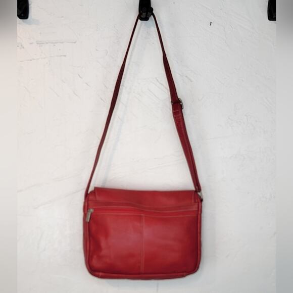 Le Donna Full Flap Over Red Leather Cross Over/ Shoulder Bag - Picture 9 of 16